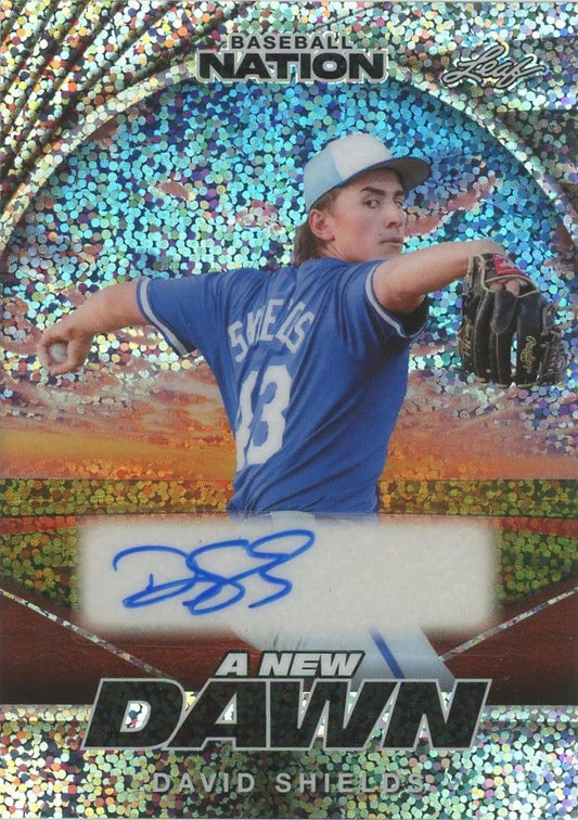 David Shields 2025 Leaf Baseball Nation A New Dawn Silver Sparkle Auto #9/15 #NA-DS1