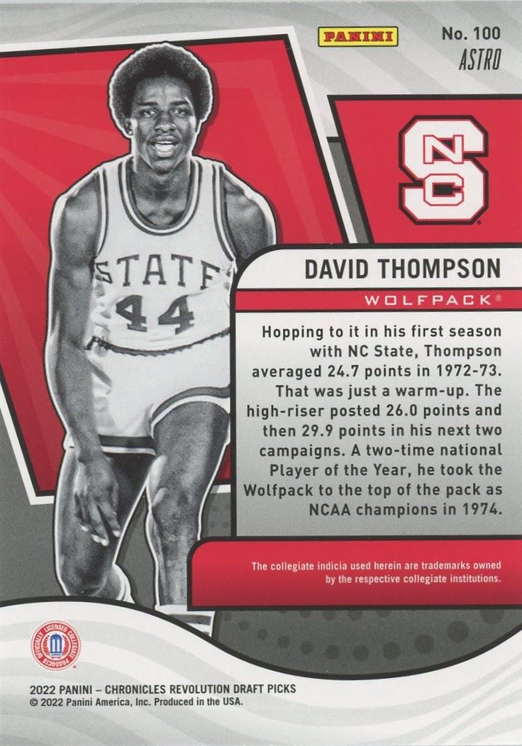 2022 Panini Chronicles David Thompson Draft Picks Revolution Astro #100