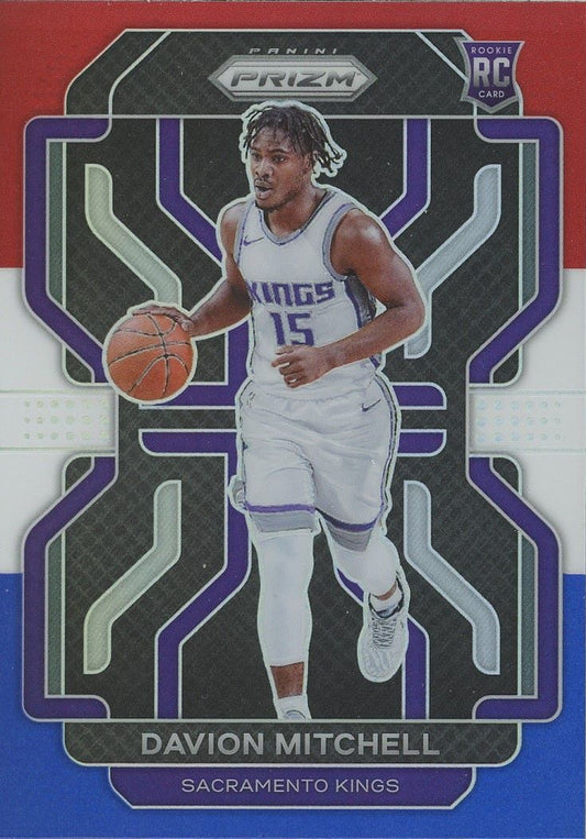 2021-22 Panini Prizm Davion Mitchell Red White Blue Rookie #312