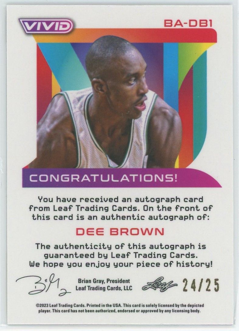 2023 Leaf Vivid Dee Brown Auto White #24/25 #BA-DB1