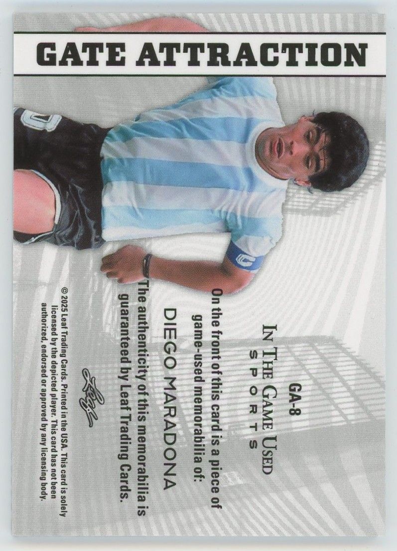2025 Leaf In the Game Used Diego Maradona Gate Attraction Blue Patch #13/55 #GA-8