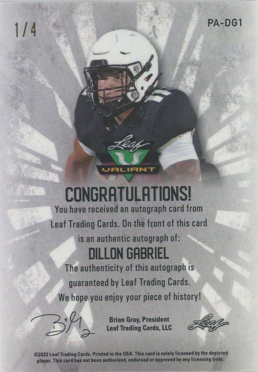 Dillon Gabriel 2022 Leaf Valiant Navy Blue Crystals Auto #1/4 #PA-DG1