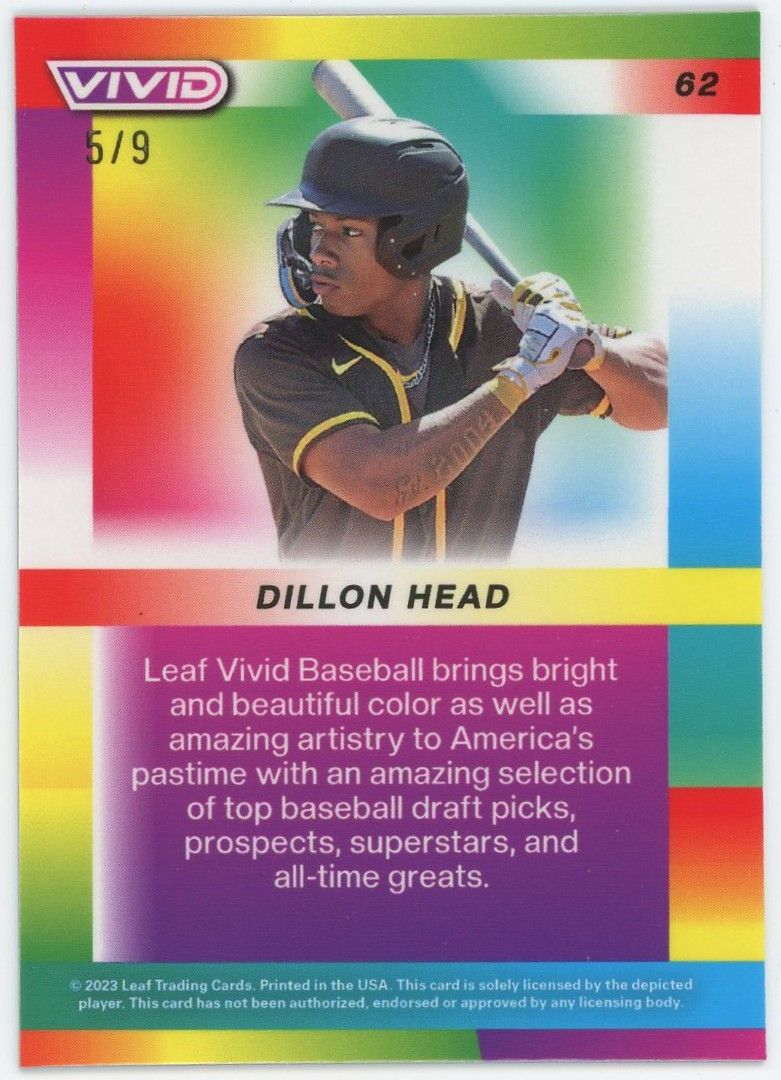 2023 Leaf Vivid Baseball Dillon Head Cracked Ice #5/9 #62