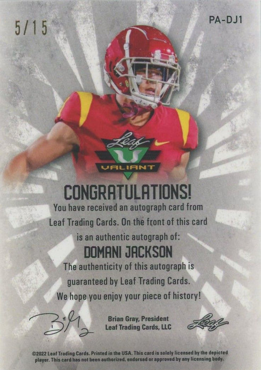 Domani Jackson 2022 Leaf Valiant Purple Auto #5/15 #PA-DJ1