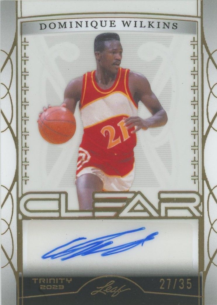 Dominique Wilkins 2022-23 Leaf Trinity Clear Gold Auto #27/35 #CA-DW1