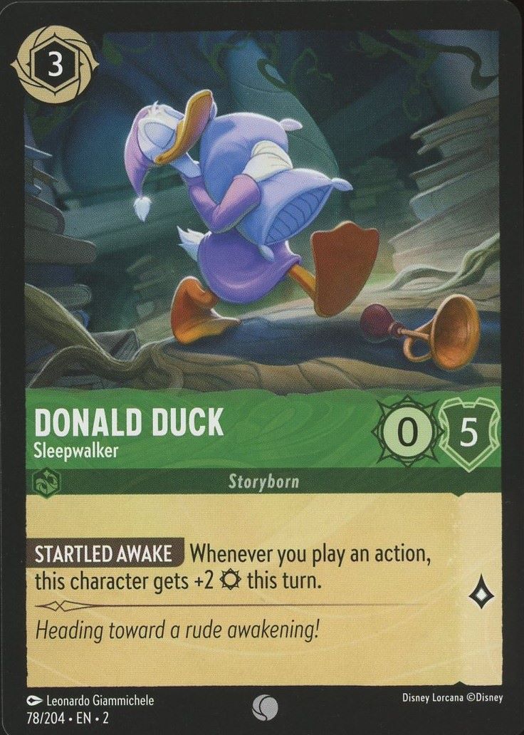 Disney Lorcana: Rise of the Floodborn Donald Duck Sleepwalker #78 Common