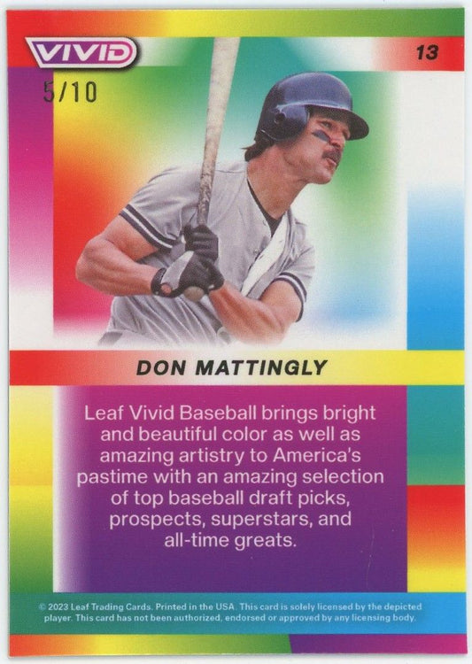 2023 Leaf Vivid Don Mattingly Cracked Ice #5/10 #13 Yankees MVP