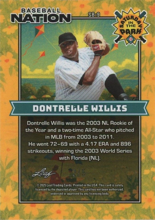 Dontrelle Willis 2025 Leaf Baseball Nation Green Cracked Ice #2/5 #SB-9