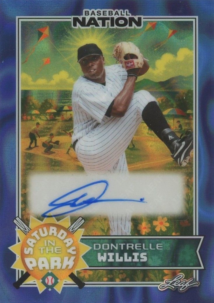 Dontrelle Willis 2025 Leaf Baseball Nation Saturday in the Park Auto Blue Wave #5/7