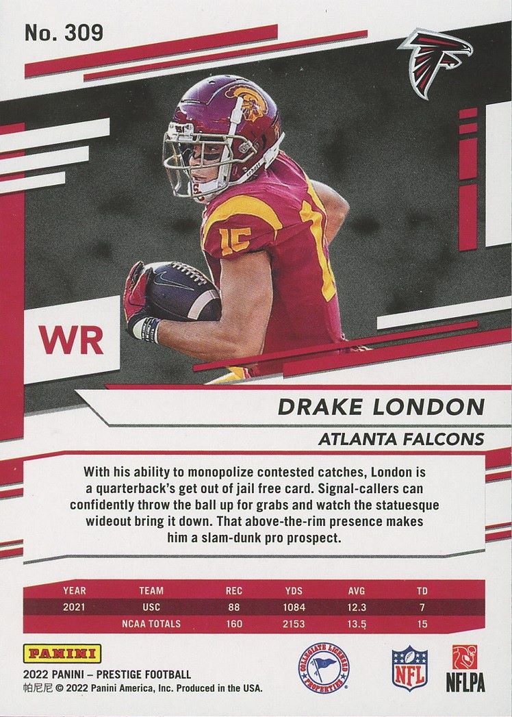 2022 Panini Prestige Drake London Rookie #309