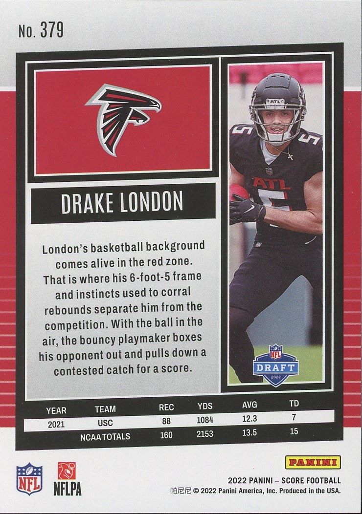 2022 Score Drake London Rookie #379