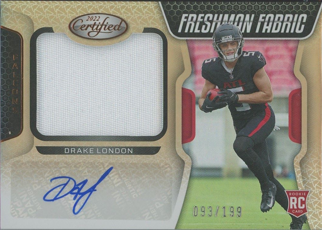 2022 Certified Drake London Freshman Fabric Rookie Patch Auto #/199 #212