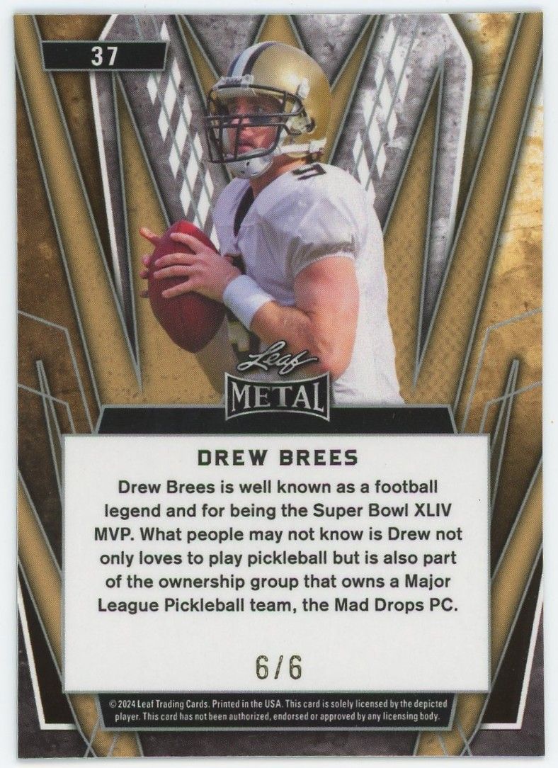 2024 Leaf Metal Drew Brees Black Mojo #6/6 #37
