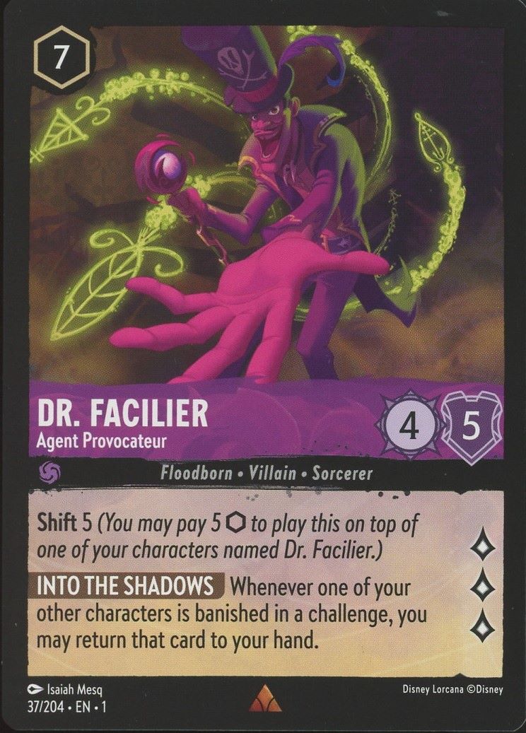 Disney Lorcana: The First Chapter Dr. Facilier Agent Provocateur Rare #37