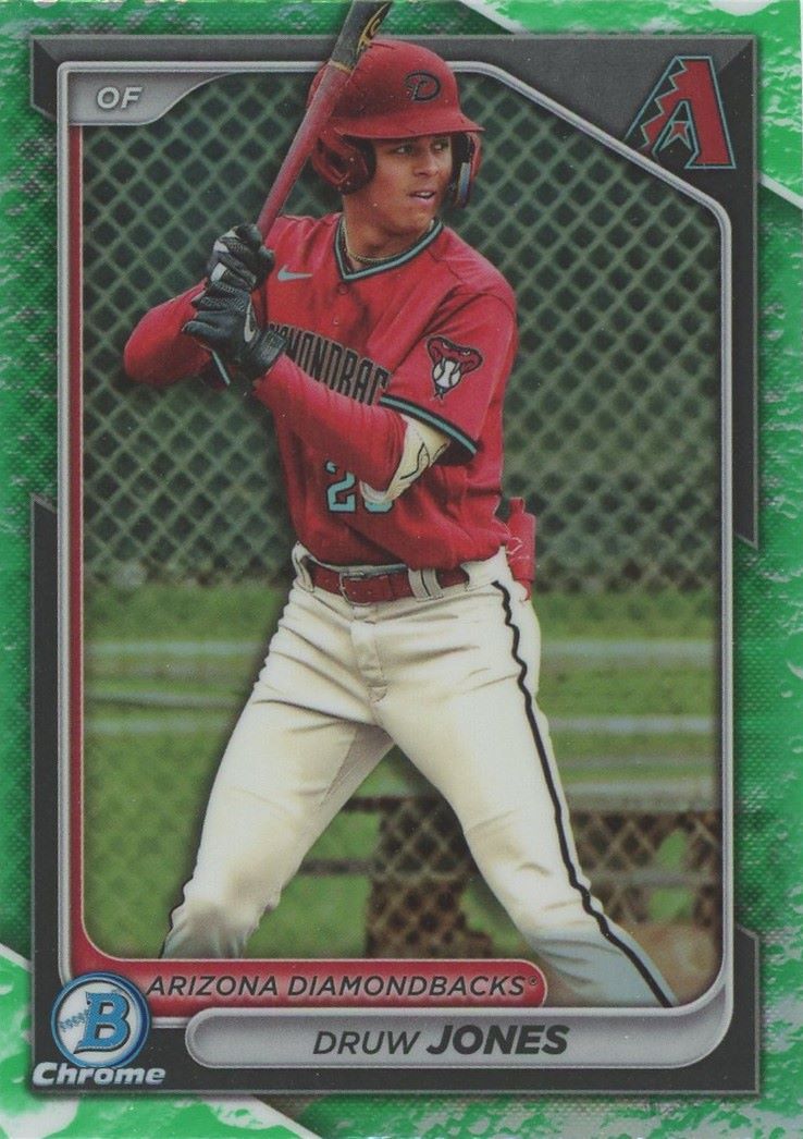 2024 Bowman Chrome Druw Jones Green Lunar Glow Refractor #BCP-60 Diamondbacks