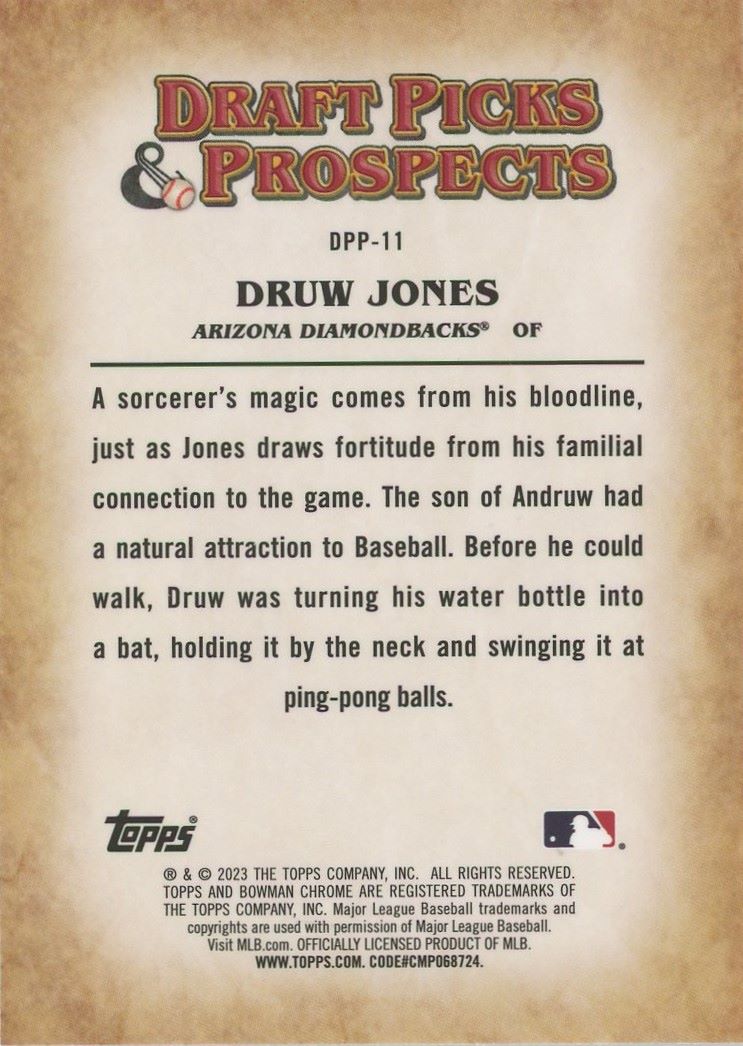 2023 Bowman Draft Chrome Druw Jones Draft Picks & Prospects #DPP-11