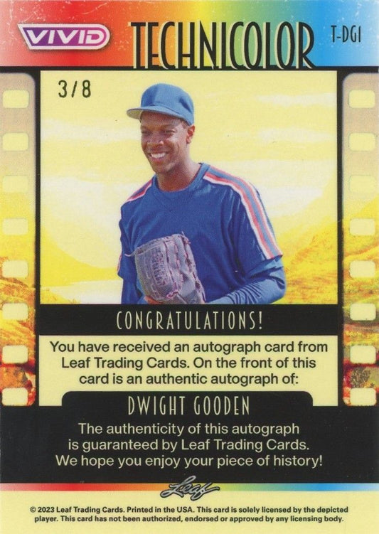 Dwight Gooden 2023 Leaf Vivid Technicolor Orange Auto #3/8 #T-DG1
