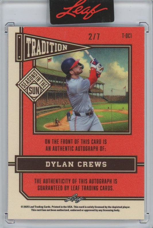 Dylan Crews 2025 Seasons In The Sun Rookie Auto Pink Cracked Ice #2/7 #T-DC1