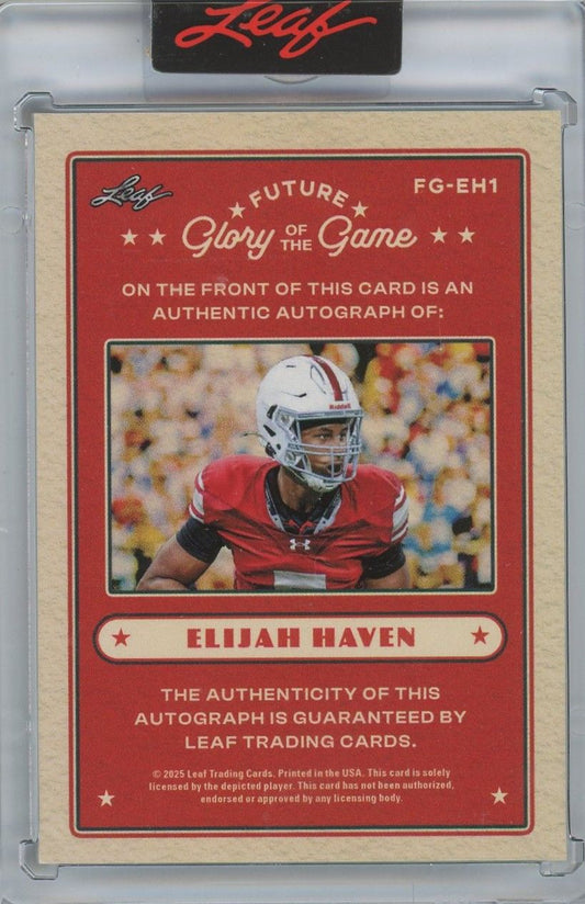 2025 Leaf Glory Of The Game Elijah Haven Future Auto #43/99 #FG-EH1