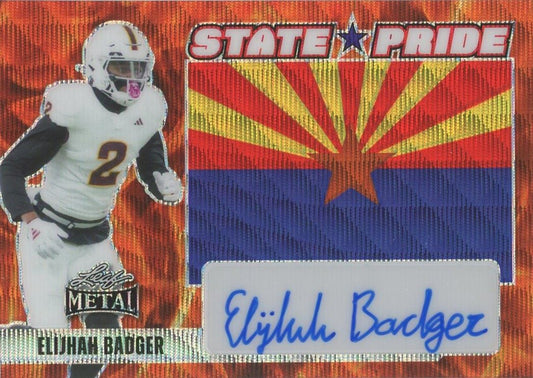 Elijhah Badger 2024 Leaf Metal State Pride Orange Prismatic Auto #2/3 #SP-EB1