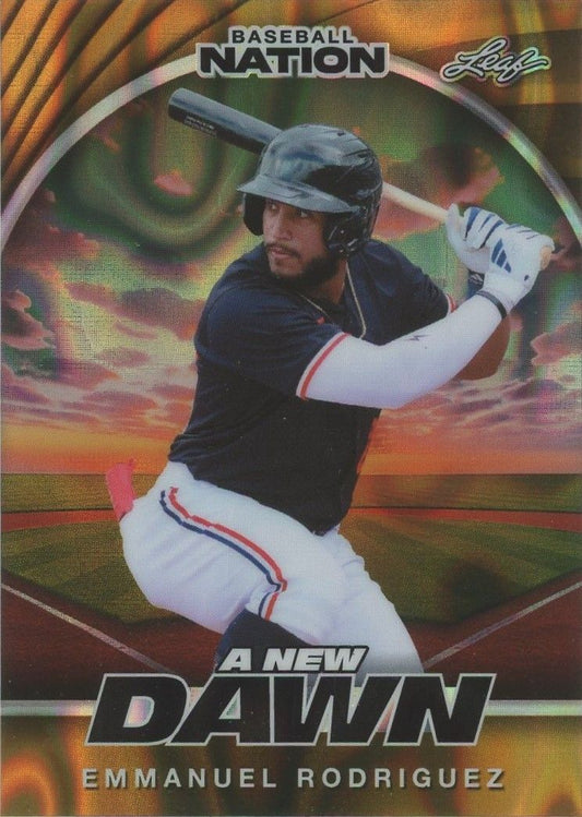 Emmanuel Rodriguez 2025 Leaf Baseball Nation A New Dawn Gold Wave #1/1 #NB-42