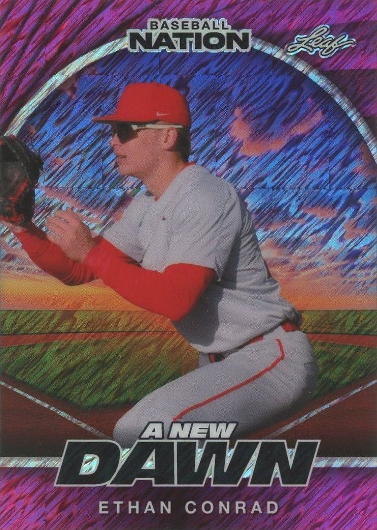 Ethan Conrad 2025 Leaf Baseball Nation A New Dawn Pink Shimmer #3/6 #NB-44