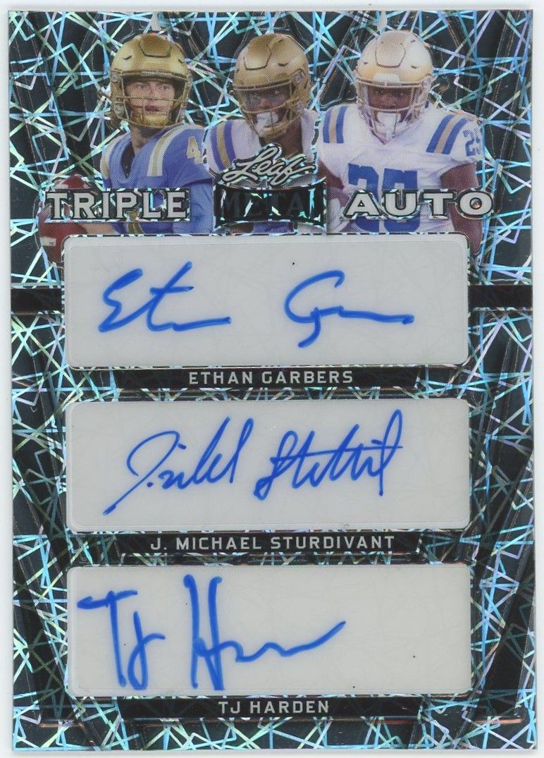 2024 Leaf Metal Ethan Garbers Michael Sturdivant TJ Harden Silver Laser Auto #6/6