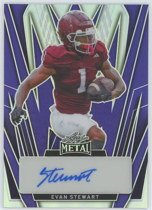 2024 Leaf Metal Football Evan Stewart Purple Auto #4/8 #BA-ES1