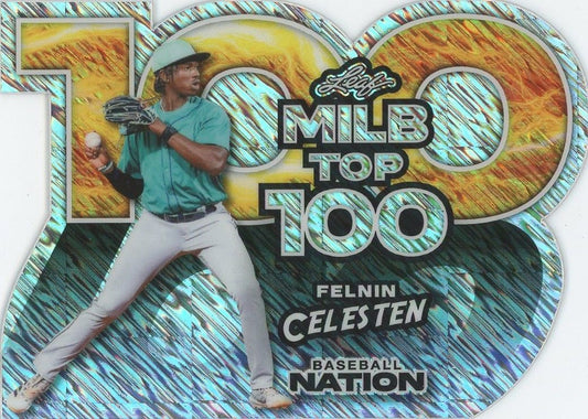 Felnin Celestin 2025 Leaf Baseball Nation MILB Top 100 Silver Shimmer #14/15 #MB-28