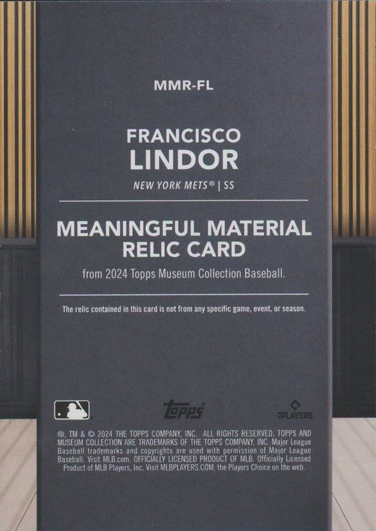 2024 Topps Museum Francisco Lindor Meaningful Material Relic #57/99 #MMR-FL Mets