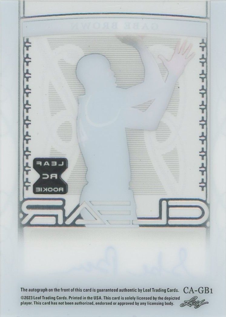 Gabe Brown 2022-23 Leaf Trinity Clear Auto Silver Auto #44/49 #CA-GB1