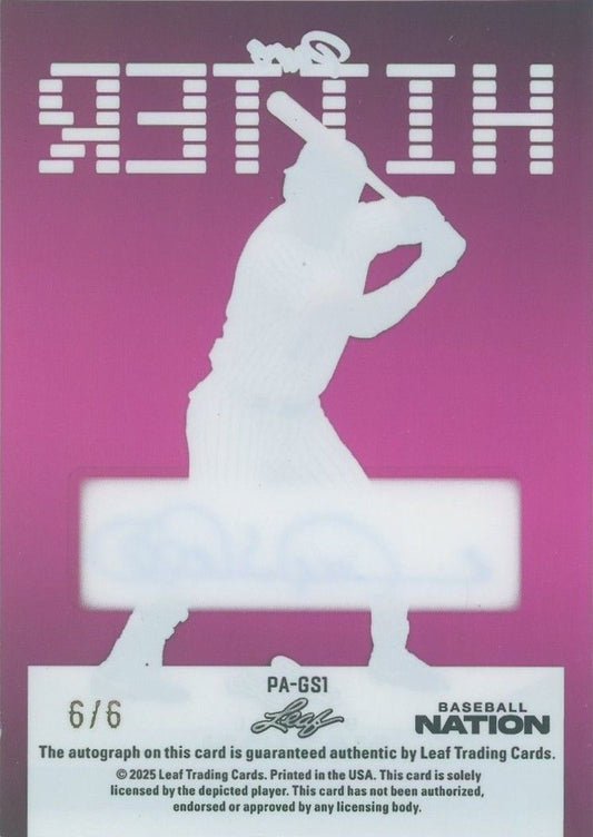 Gary Sheffield 2025 Leaf Baseball Nation Pure Hitter Clear Pink Auto #6/6 #PA-GS1