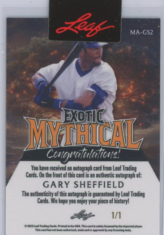 2023 Leaf Exotic Gary Sheffield Mythical Auto #1/1 #MA-GS2