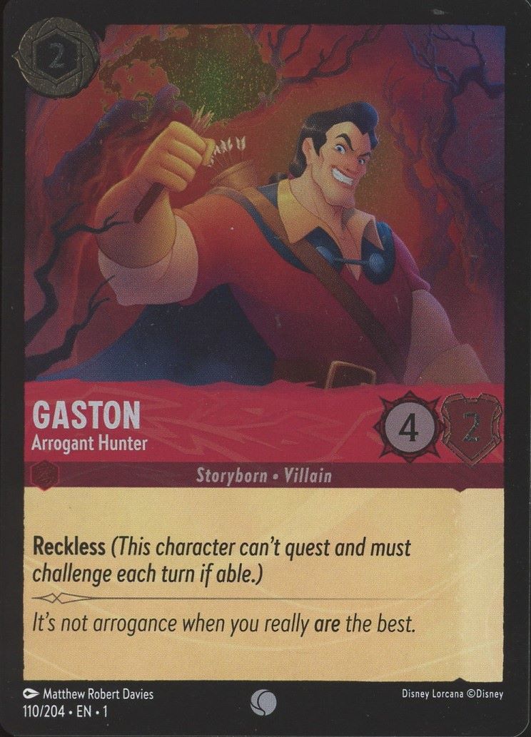 Disney Lorcana: The First Chapter Gaston Arrogant Hunter Common Foil #110