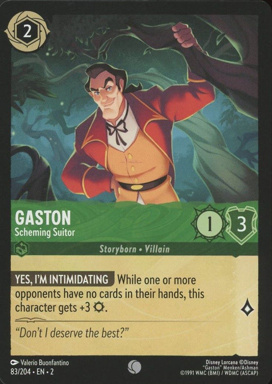 Disney Lorcana: Rise of the Floodborn Gaston Scheming Suitor #83 Common