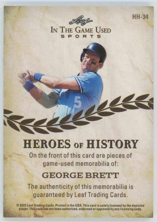 2025 Leaf In The Game Used George Brett Blue Patch #27/30 #HH-34