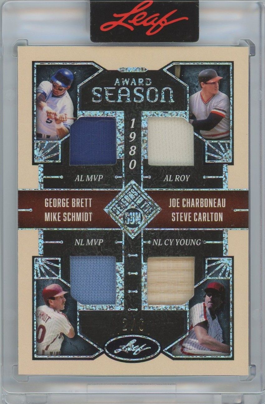 Brett/Schmidt/Carlton/Charboneau 2025 Leaf Seasons In The Sun 4 Relic #2/6 #AS-4