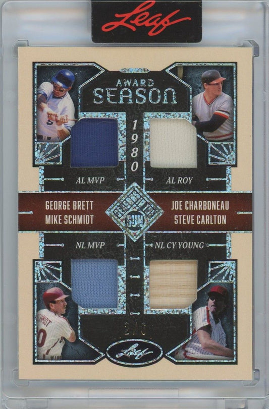 Brett/Schmidt/Carlton/Charboneau 2025 Leaf Seasons In The Sun 4 Relic #2/6 #AS-4
