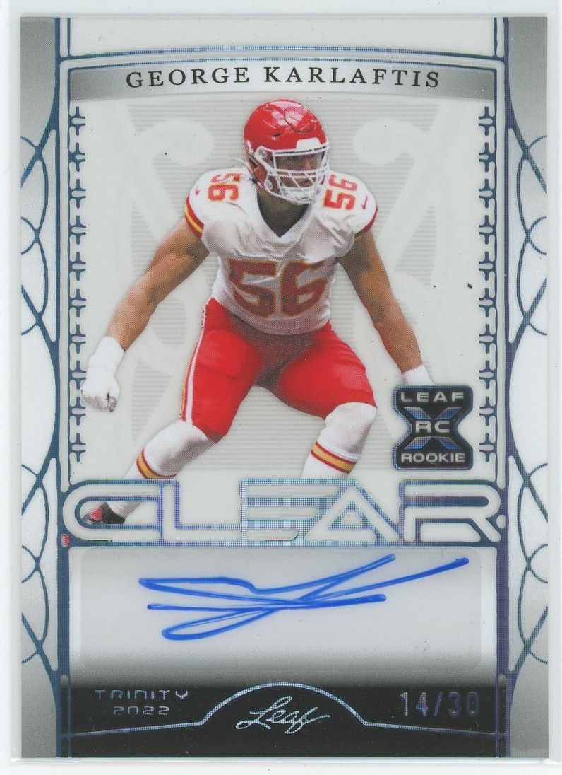 2022 Leaf Trinity George Karlaftis Clear Blue Auto #14/30 #CA-GK1