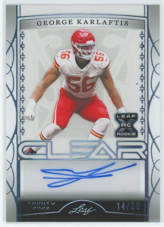 2022 Leaf Trinity George Karlaftis Clear Blue Auto #14/30 #CA-GK1