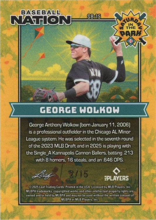 George Wolkow 2025 Leaf Baseball Nation Silver Sparkle #2/15 #SB-15