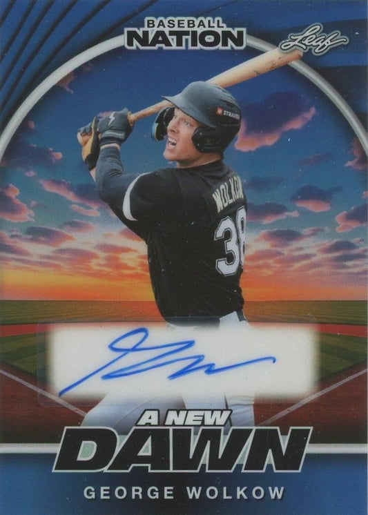 George Wolkow 2025 Leaf Baseball Nation A New Dawn Blue Auto #1/7 #NA-GW1