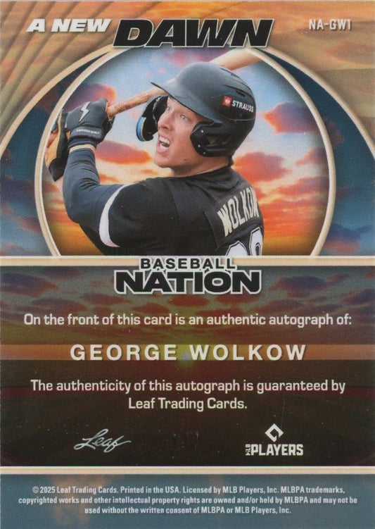 George Wolkow 2025 Leaf Baseball Nation A New Dawn Blue Auto #1/7 #NA-GW1