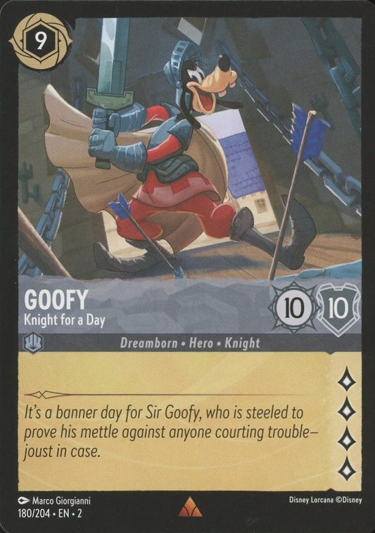 Disney Lorcana: Floodborn Goofy Knight for a Day Rare #180