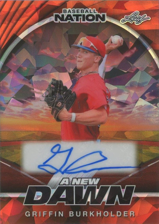 Griffin Burkholder 2025 Baseball Nation A New Dawn Auto Orange Cracked Ice #1/4 #NA-GB1