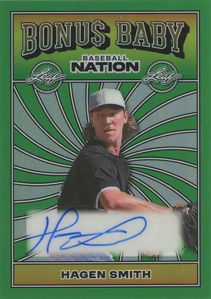 Hagen Smith 2025 Leaf Baseball Nation Bonus Baby Green Auto #3/5 #BA-HS1