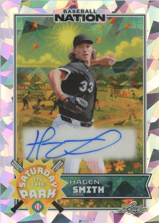 Hagen Smith 2025 Leaf Baseball Nation Cracked Ice Auto #8/15 #SA-HS1