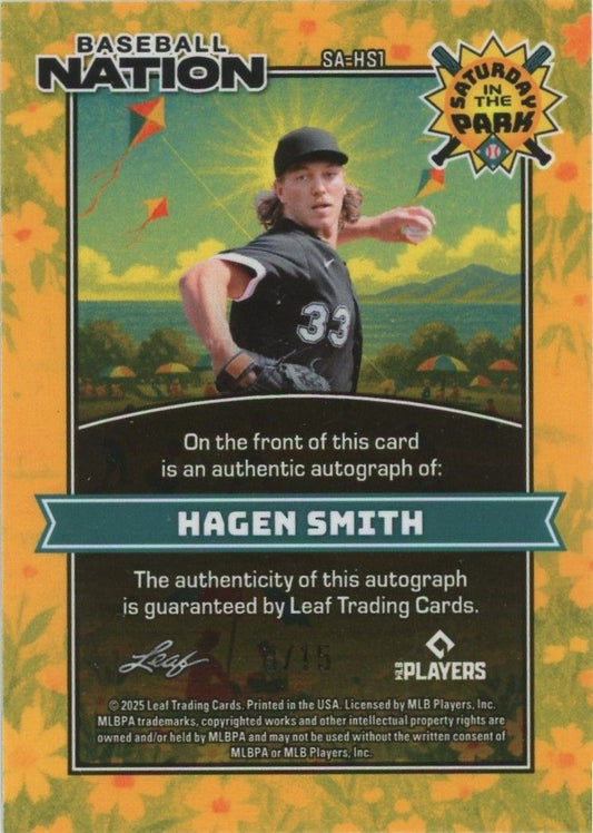 Hagen Smith 2025 Leaf Baseball Nation Cracked Ice Auto #8/15 #SA-HS1