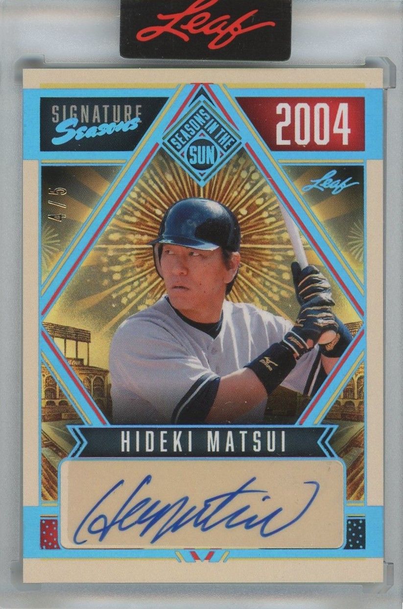 Hideki Matsui 2025 Leaf Seasons In The Sun Blue Signature Seasons Auto #4/5 #SSE-HM1