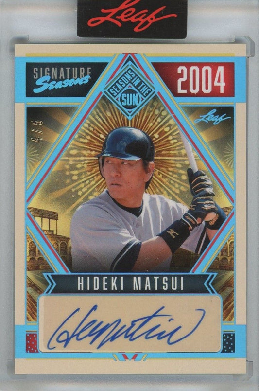 Hideki Matsui 2025 Leaf Seasons In The Sun Blue Signature Seasons Auto #4/5 #SSE-HM1